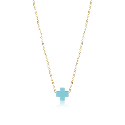 Enewton Signature Cross Necklace (eGirl SIZE) Necklaces in Turquoise at Wrapsody