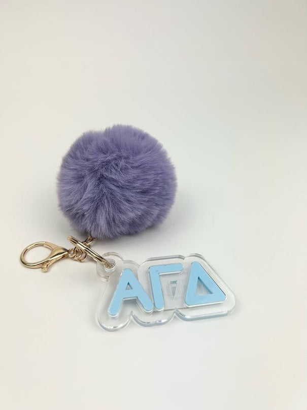 PomPom Acrylic Keychain Greek in Alpha Gamma Delta at Wrapsody